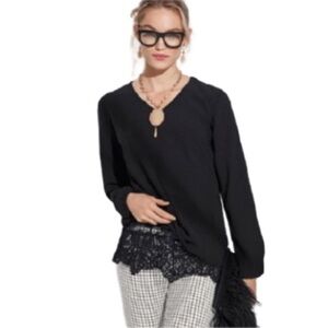 Cabi Black Tempest Lace Blouse Size M